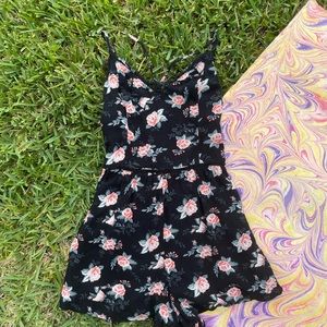 Hollister Floral Navy Blue Romper